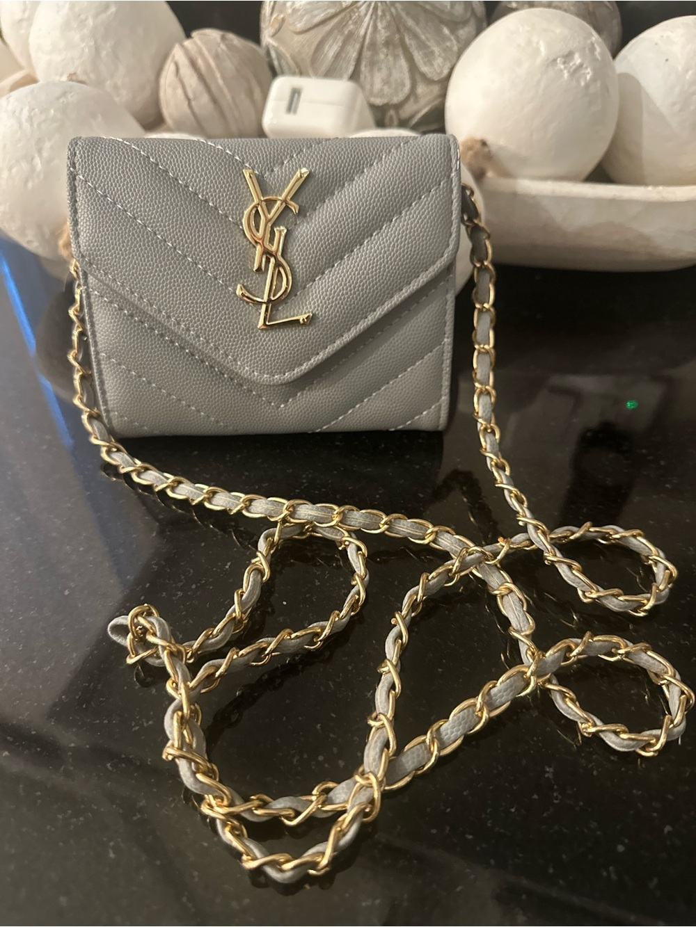 Crossbody chain gray mini wallet bag purse handbag